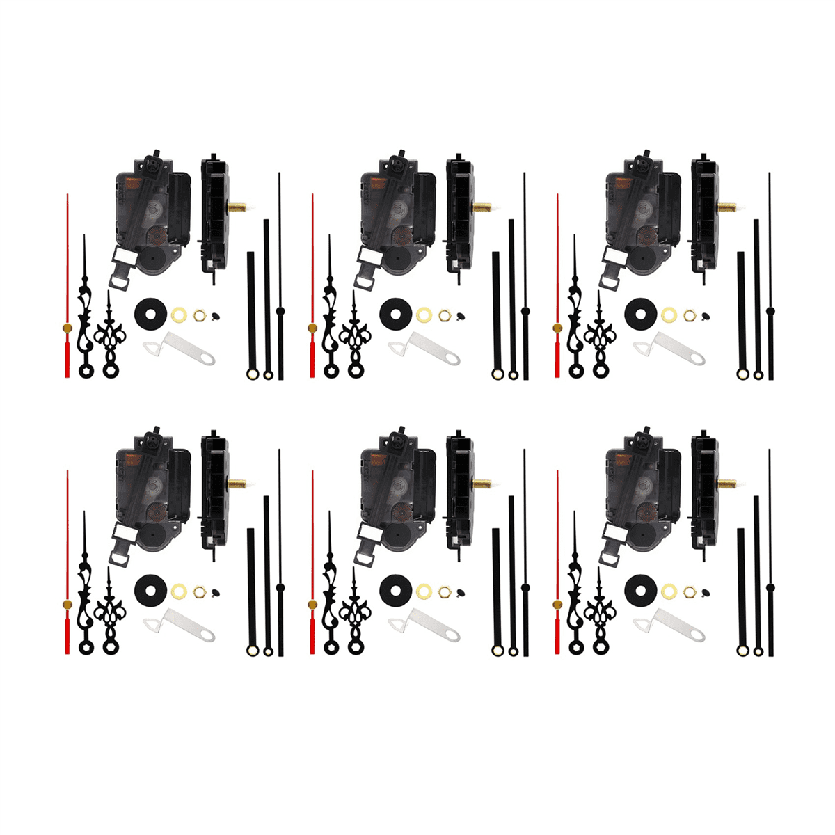 6 Set DIY Quartz Pendulum Clock Movement Mechanism with 12 Pairs of Hands Wall Quartz Clock Repair Tool Parts