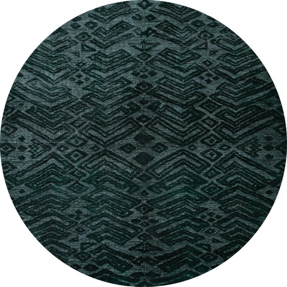 Ahgly Company Indoor Round Abstract Dark Blue Grey Blue Abstract Area Rugs, 5' Round