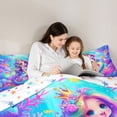 thumbnail image 4 of Erosebridal Colorful Mermaid Fishtail 7-Piece Bedding Comforter Set,Watercolor Ocean Coral King Bedding Sets For Girls,Reversible, 4 of 7