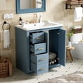 thumbnail image 2 of 30" Solid Wood Bathroom Vanity with Storage, Modern Minimalist Bathroom Vanity with Soft Close Door, Freestanding Storage Cabinet with Ceramic Sink for Bathroom, Indigo, 2 of 8