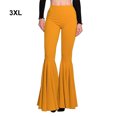 thumbnail image 4 of fastboy Pantalon Évasé Tendance Extensible et Confortable pour Femmes Large Application Coton Taille Haute Évasé Jaune 3TG 1Set, 4 of 6