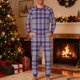thumbnail image 1 of Pijama navideño para hombre, blusa y pantalones con estampado navideño a cuadros., 1 of 5