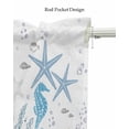 thumbnail image 5 of Nautical Seahorse Blue Linen Curtain Valance for Bedroom/Bathroom/Kitchen/Living/Dining Room Window,Coastal Corals Tropical Fish Watercolor Pocket Topper Drapes Decorative Cafe Drapery Panel 54"x18", 5 of 6
