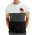 thumbnail image 1 of Chemises pour Hommes, T-Shirt à Manches Courtes Col Rond Patchwork Imprimé Entraînement Physique Sports, 1 of 4