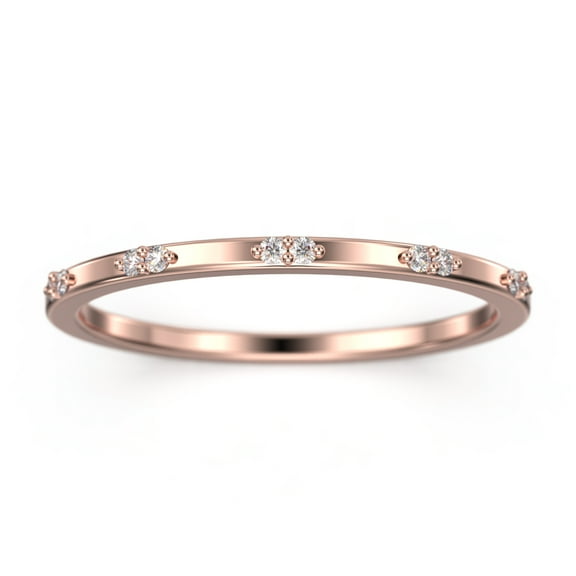 0.10ct Round Cut Moissanite Diamonds 10K Rose GoldWedding Band