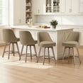 thumbnail image 4 of WOOW DEPOT 26" Swivel Bar Stools Large Seat Set of 1, Upholstered Linen Fabric w/ Mid-Back Wood Legs, Modern Armless Island Counter Barstools Kitchen Pub Chair, Sand Brown, 4 of 12