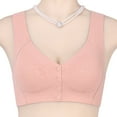 thumbnail image 5 of Grandest Birch 2PCS Women Sports Bra Elastic Shoulder Strap Detachable Chest Pads Front Button Closure Seamless Wireless Good Breathability Shockproof Push-up Yoga Daily Lady Bra,Skin,40E, 5 of 7