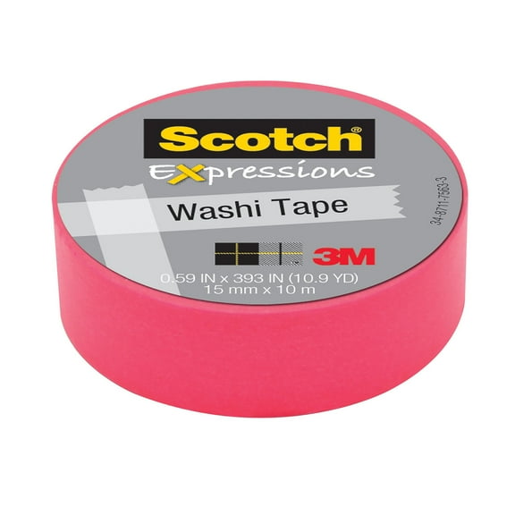 3M Expressions Washi Tape, .59 in x 393 in, Pink