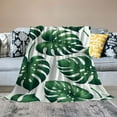 thumbnail image 2 of GOSMITH Tropical Green Leaves Summer Palm Leaf Hawaii California Tree Jungle Flannel Blanket Excellent Hand Feel White, 2 of 6