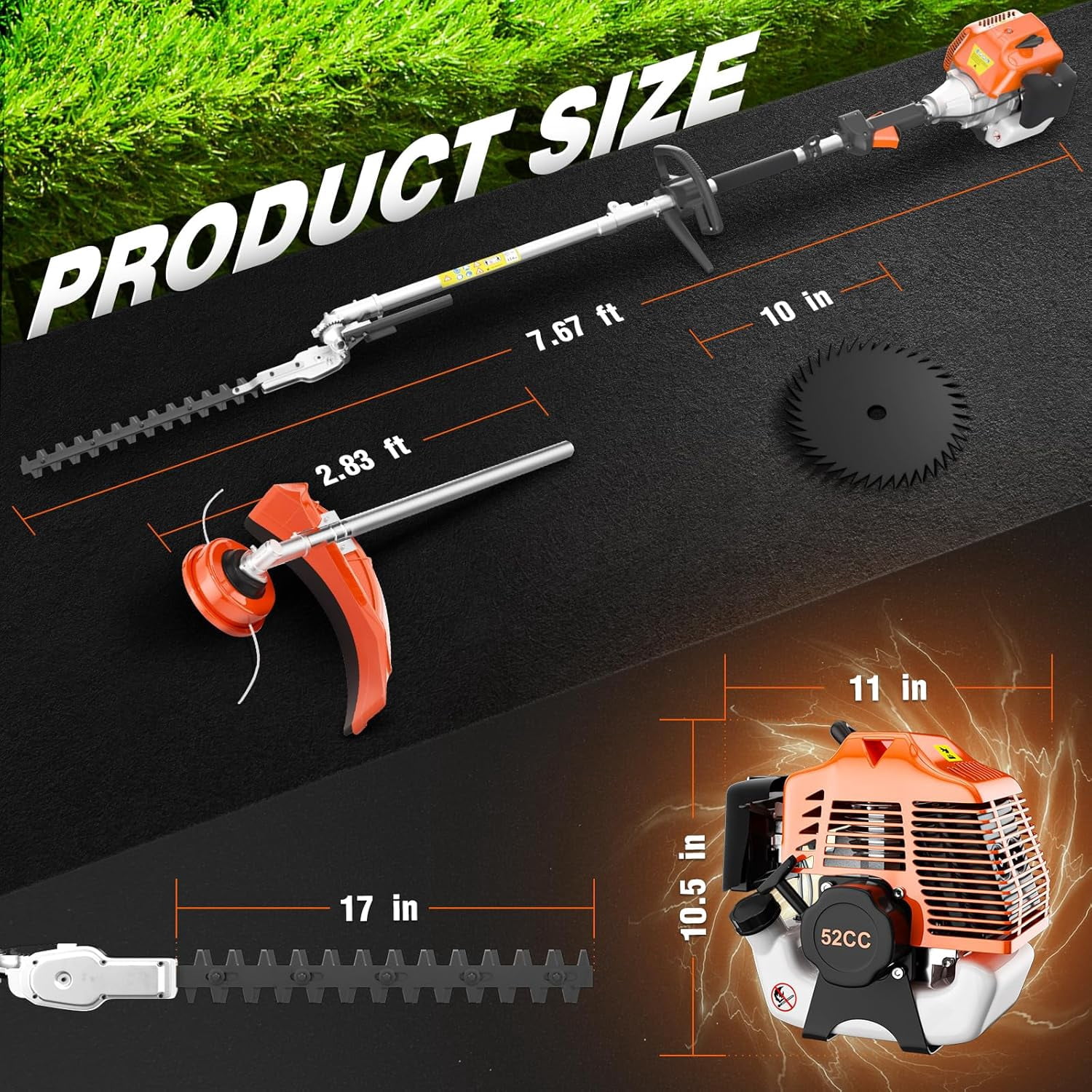 Datingday 52CC 3 in 1 Gas String Trimmer with Gas Hedge Trimmer,2-Stroke Brush Cutter Gas Powered Gas Weed Eater Trimmer for Weeds and Grass