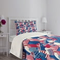 thumbnail image 3 of Ambesonne USA Quilted Bedspread Set 2 Pcs, Traditional Easter Eggs, Twin Size, Navy Blue White Red, 3 of 5