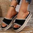 thumbnail image 3 of Espadrilles for Women Open Toe Suede Platform Sandals Comfortable Footbed Slippers Fashion Stitching Summer Casual Slides Black Size 7, 3 of 7