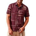 thumbnail image 2 of Kalauyu Button Down Shirts for Men Plaid Print Short Sleeve Shirts Casual Button-Up Blouse Summer Beach Outdoor Daily Wear Tops, 2 of 5