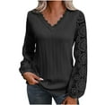 thumbnail image 2 of Lace Long Sleeve Shirts for Women,Elegant Lace Lantern Long Sleeve T-Shirt for Women Trendy Sexy V Neck Spring Tunic Tops Blouse,Women's Lace Long Sleeve Blouse 2024, 2 of 5