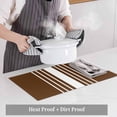 thumbnail image 4 of Brown White Stripe Placemats for Dinning Table Set of 4, Modern Rustic Vertical Striped Burlap Kitchen Place Mats Waterproof Cloth Table Mats, Indoor Outdoor Placemats Easy Clean Dinner Decor, 4 of 8