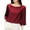 Wine Red, variant on ZANZEA Women 3/4 Sleeved Tops Crew Neck Satin Blouse Baggy OL Shirts