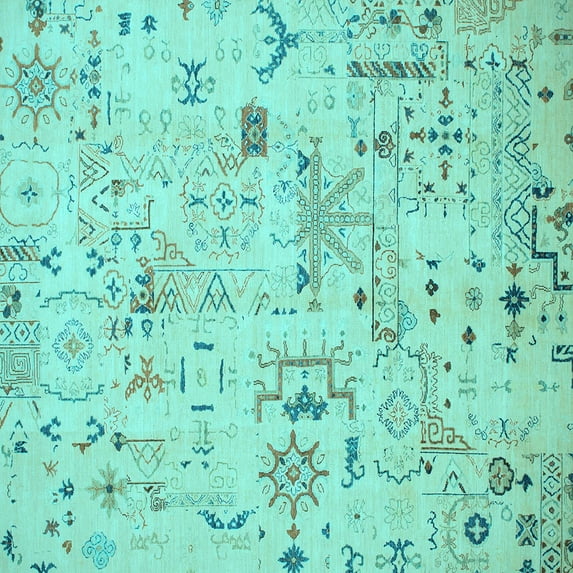 Ahgly Company Indoor Square Abstract Light Blue Modern Area Rugs, 6' Square