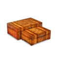 thumbnail image 4 of Contemporary Home Living Set of 2 Brown Striped Burl Wood Veneer Storage Boxes 13.25", 4 of 6