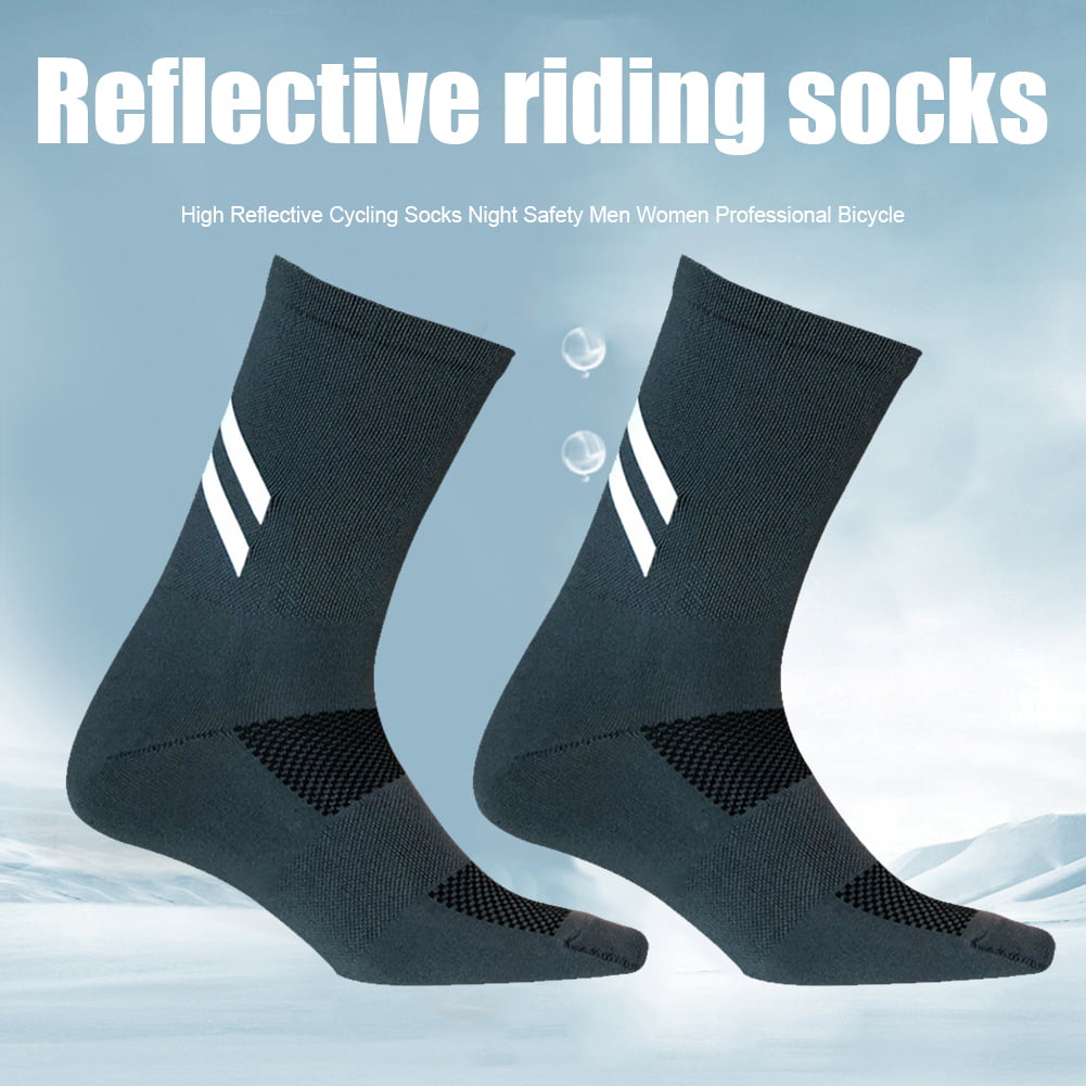 Pro Mens Womens Reflective Cycling Sports Ankle Socks XC Riding Bicycle Socks 