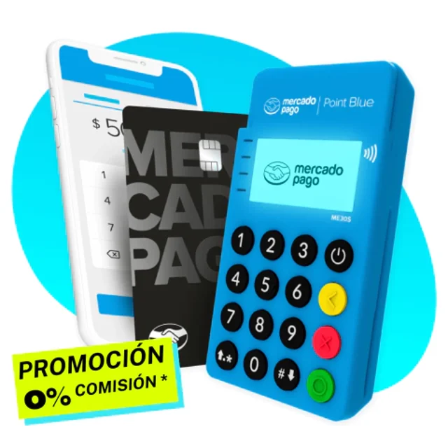 Lector de tarjetas Mercado Pago Point Blue - Promo tasa 0% por 30 días.