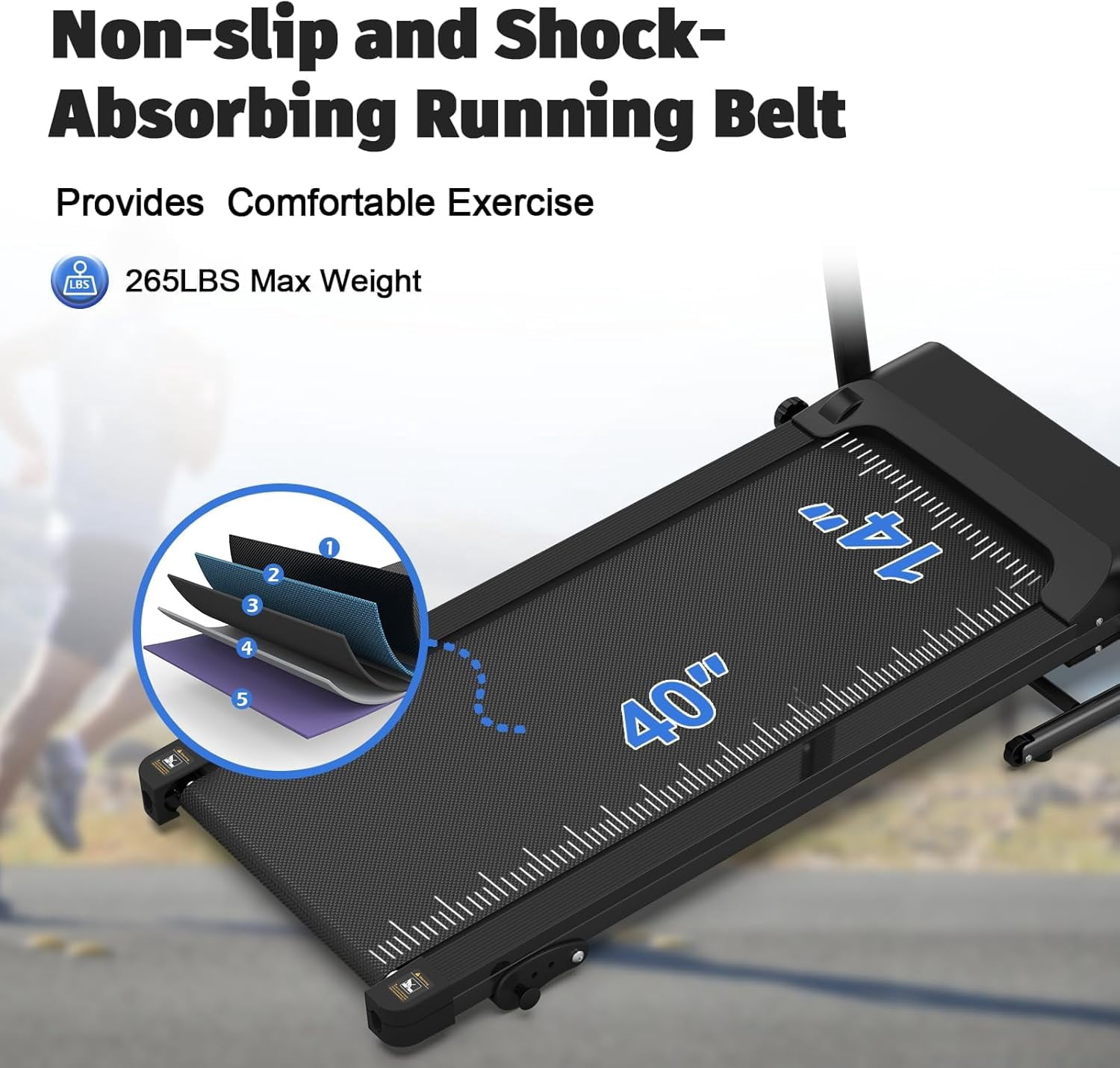 The Power Wear Merax Foldable Treadmill for Home 2.5 HP Portable Running, Jogging and Walking Machine with 12 Per set Programs 300 Lbs. Weight Capacity Device Holder Heartbeat Sensor and 3-Level Incline