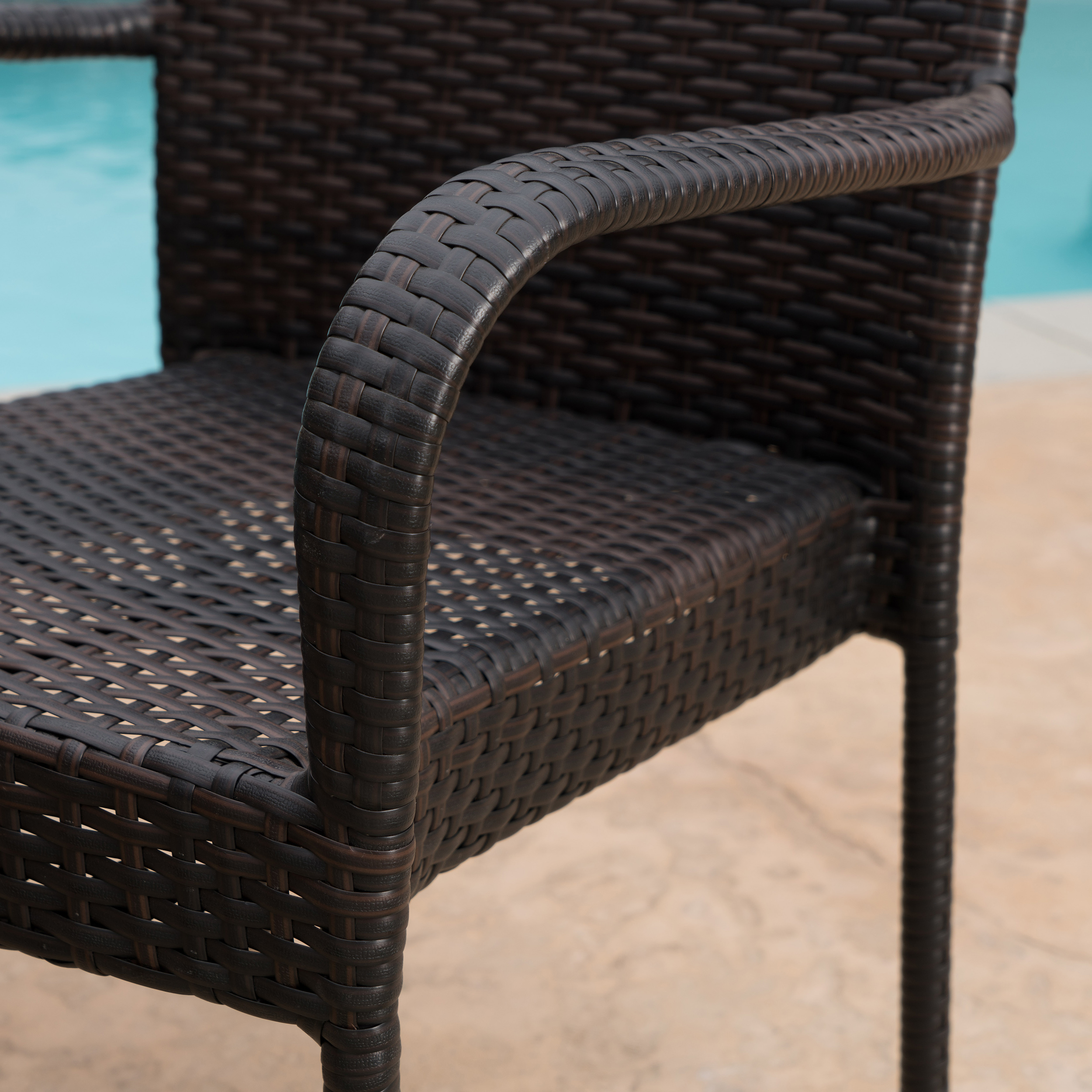 Sutton Outdoor 7 Piece Wicker Dining Set with Wood Expandable Dining Table,Teak Finish, Multibrown