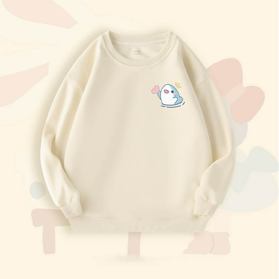 SGFCWSX Girls Oversized Sweatshirt Long Sleeve Pullover Sweatshirts Kids Crew Neck Casual Tops Beige Size 9-10 Years