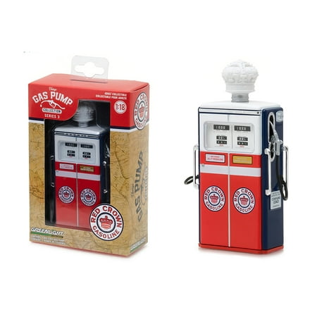 Vintage Iii Series - 1954 Tokheim 350 Twin Gas Red Crown Gasoline Gas Pump Replica Vintage Gas Pump Series 3 1/18 Diecast Model by Greenlight