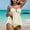 Beige, variant on Women's Textured Bikinis Two Piece Tummy Control Flowy Halter Swimwear Cut Out Backless Bathing Suits