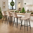 thumbnail image 5 of Farini 26" Counter Stools Set of 2, Modern Faux Leather Barstools, Counter Height Chairs for Kitchen Islands & Dining Rooms, Khaki, 5 of 7