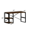 thumbnail image 5 of Sage Black Metal Frame 47" Wooden Top 2 Shelves Writing and Computer Desk for Home Office, Walnut, 5 of 5