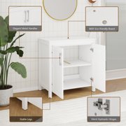 ELECWISH 30 Inches Traditional Bathroom Vanity in White Finish, Single Bathroom Vanity with Top and 2-Door Cabinet