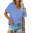 thumbnail image 3 of SHITINN Womens T Shirts V Neck Short Sleeve Summer Tops Casual Basic Tees 2025 Trendy Womens Summer Tops Short Sleeve Womens T-Shirts Womens Tees Loose Fit, 3 of 9