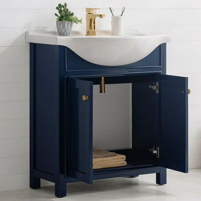 Buy Design Element Marian 30 Single Sink Bathroom Vanity In Blue With White Top No Assembly Required Online In Indonesia 234451325