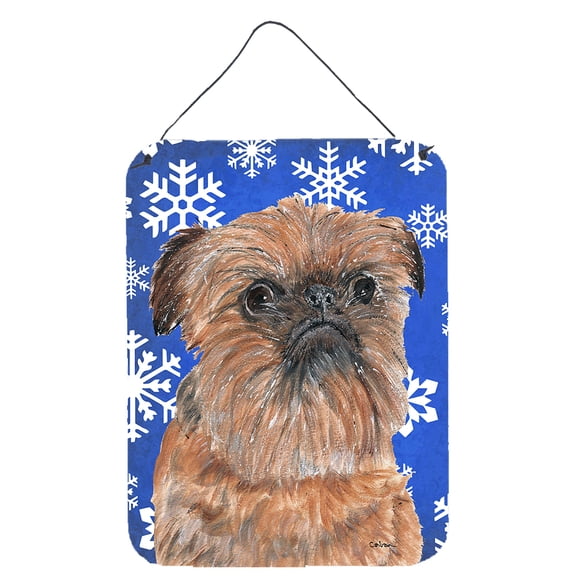 Brussels Griffon Winter Snowflakes Wall or Door Hanging Prints