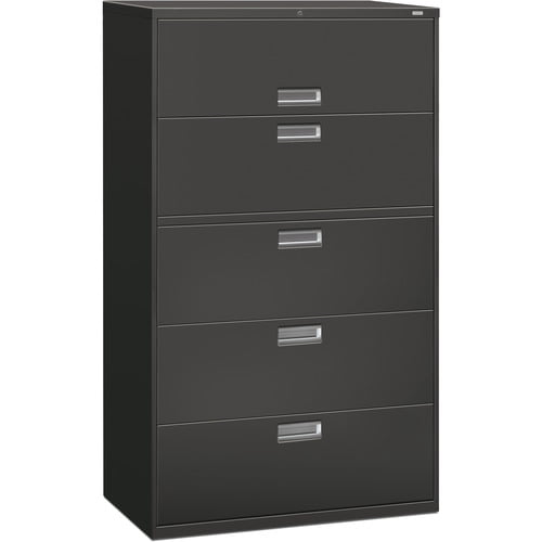 HON Brigade 600 Series 5-Drawer Lateral 42" x 18" x 64.3" - 2 x Shelf(ves) - 5 x Drawer(s) for File - 1 x Door(s) - A4, Legal, Letter - Lateral - Interlocking, Leveling Glide, Ball-bearing Suspension