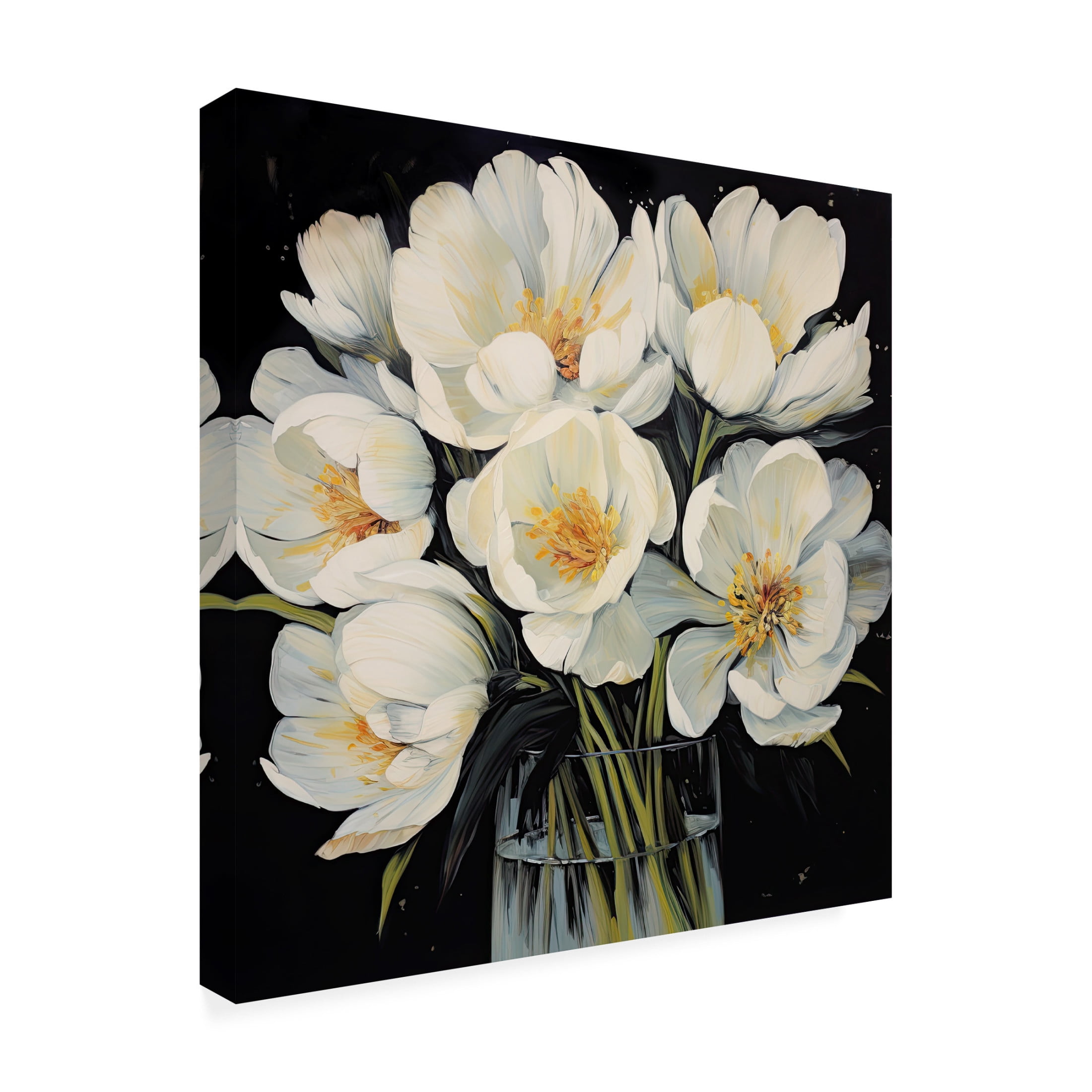 Canvas Wall Art - Sasha 'White Tulips 2' Wall Art for Living Room, Bedroom, or Office Décor by Trademark Fine Art - 14 x 14 Inches