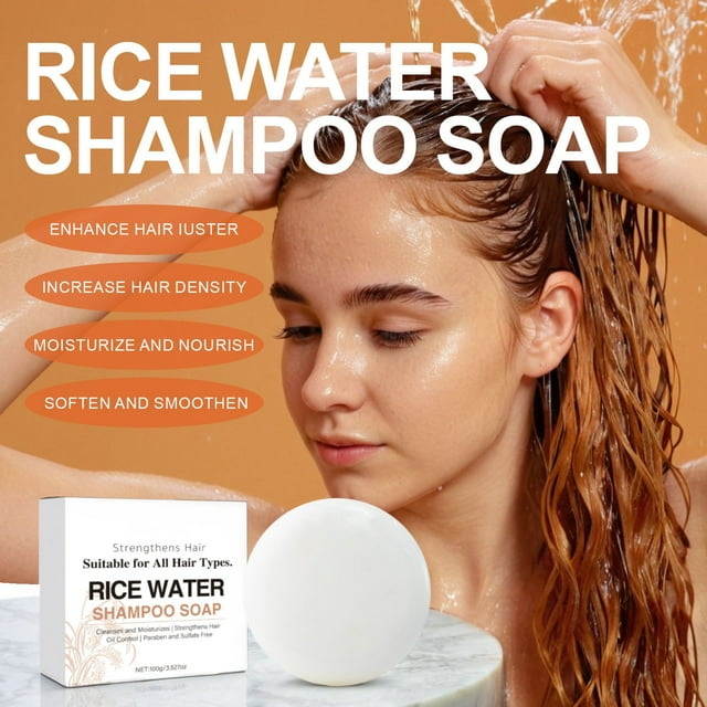 Pisexur Belleza Maquillaje Jabón de agua de arroz para el cuidado del cabello 100para mujeres y hombres