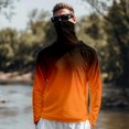 thumbnail image 4 of Mens Long Sleeve Sun Protection Shirt UPF Fishing Hiking Gradient Hooded Top Quick Dry Out Athletic Wear for Summer Sports Activities Orange S, 4 of 5