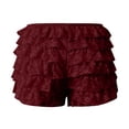 thumbnail image 6 of GEWSEY Ruffle Shorts Womens Bloomers Y2k Shorts Tiered Micro Booties Summer Women Ruffle Underwear Women (Wine, S), 6 of 7