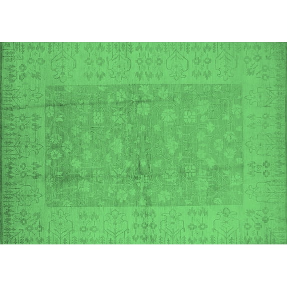 Ahgly Company Indoor Rectangle Oriental Emerald Green Industrial Area Rugs, 8' x 10'