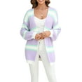 thumbnail image 4 of Diconna Women’s Plus Size Knit Cardigan Long Sleeve Contrast Color Open Front Chunky Sweater Loose Tops, 4 of 9