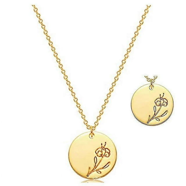 Flower Round Coin Necklace Exquisite Personalized Simple Jewelry