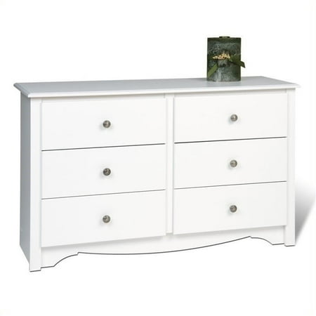 Pemberly Row White Condo Sized 6 Drawer Double Dresser