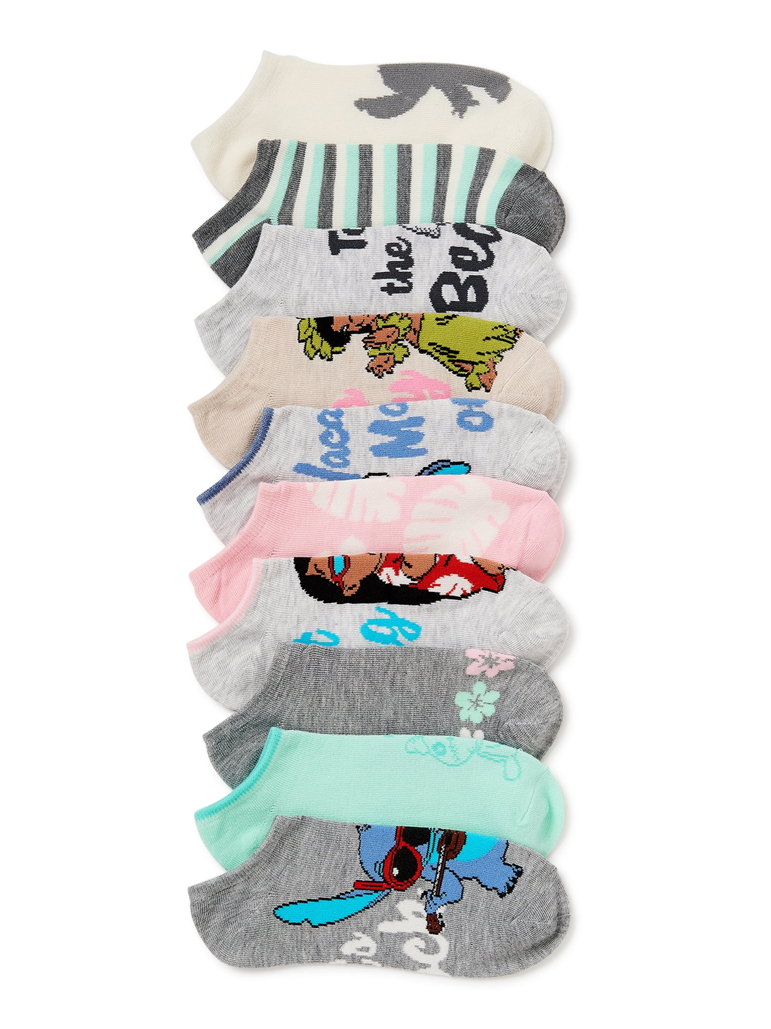 5pk Disney Lilo & Stitch  No Show Socks Shoe Size 4-10 701570799300