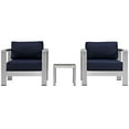 thumbnail image 3 of Modway Shore 3 Piece Outdoor Patio Aluminum Set in Silver Navy, 3 of 7
