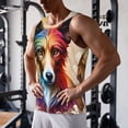 thumbnail image 5 of KLL Colorful Art Dog Print Men's Muscle Gym Workout Stringer Tank Tops Bodybuilding Fitness T-Shirts Tank Tops Men-Large, 5 of 7