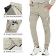 thumbnail image 5 of SPECIAL MAGIC Men's Hiking Cargo Pants Slim Fit Stretch Jogger Cycling Waterproof Outdoor Trousers with Pockets（Stone 32）, 5 of 7