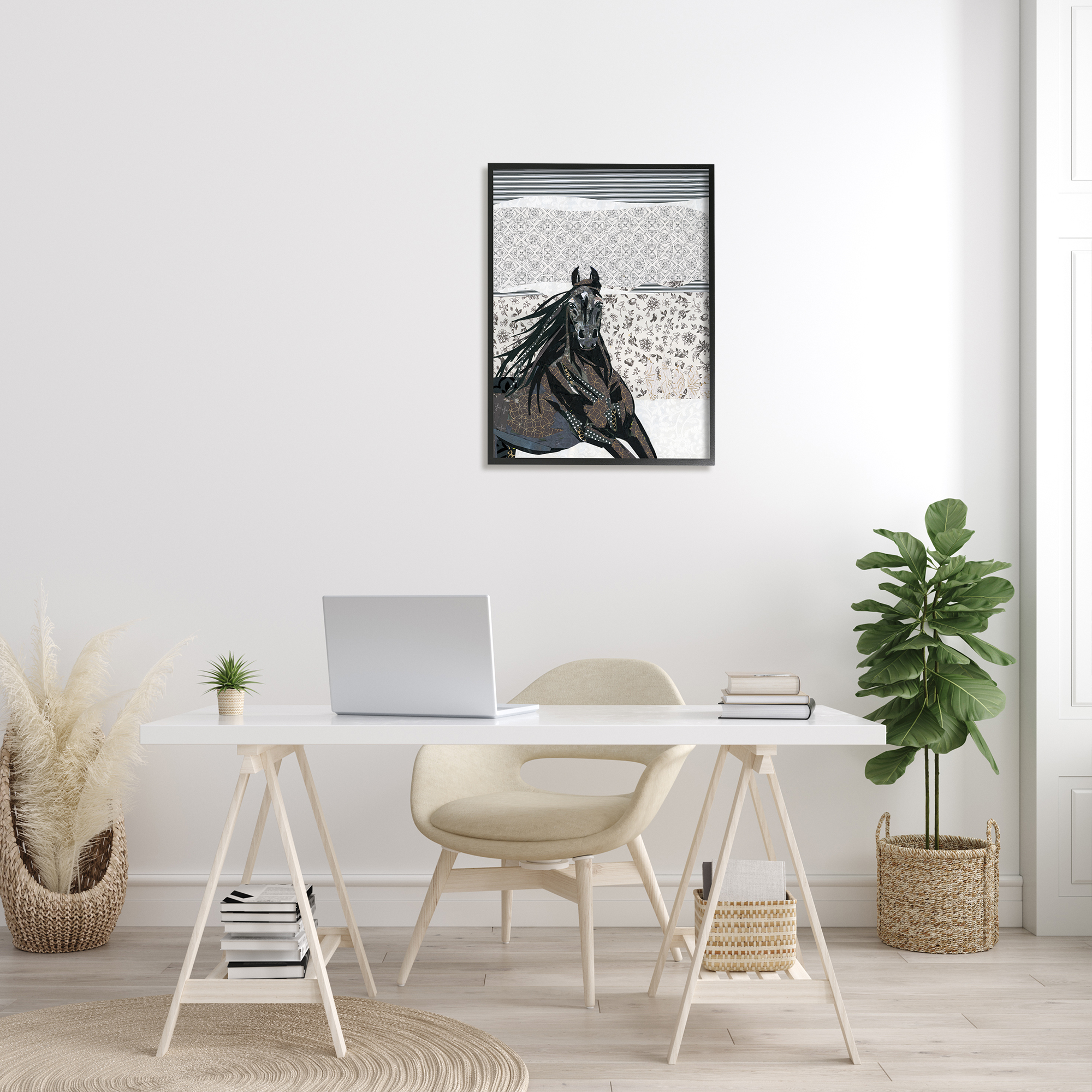 Stupell Industries Horse Galloping over Abstract Patterns Geometric Shapes, 24 x 30, Designed by Jenny McGee