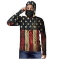 thumbnail image 4 of GUZOM Mens UPF 50+ Sun Protection Hoodie Yellow Lightweight Quick Dry American Flag Long Sleeve Shirt,Size 4XL, 4 of 6